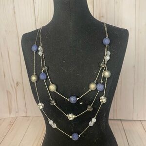 New York & Company Silver and Blue Multi-Strand Necklace NWT